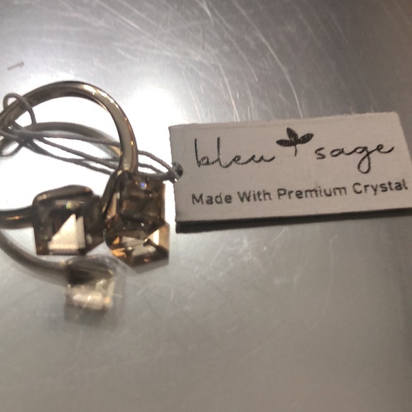 Bleu sage champagne colored   sterling silver 925 made with crystal premium - Picture 4 of 10